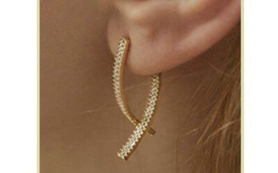 Trendy Upscale 14K Gold Rhinestone Long Earrings – $5.19